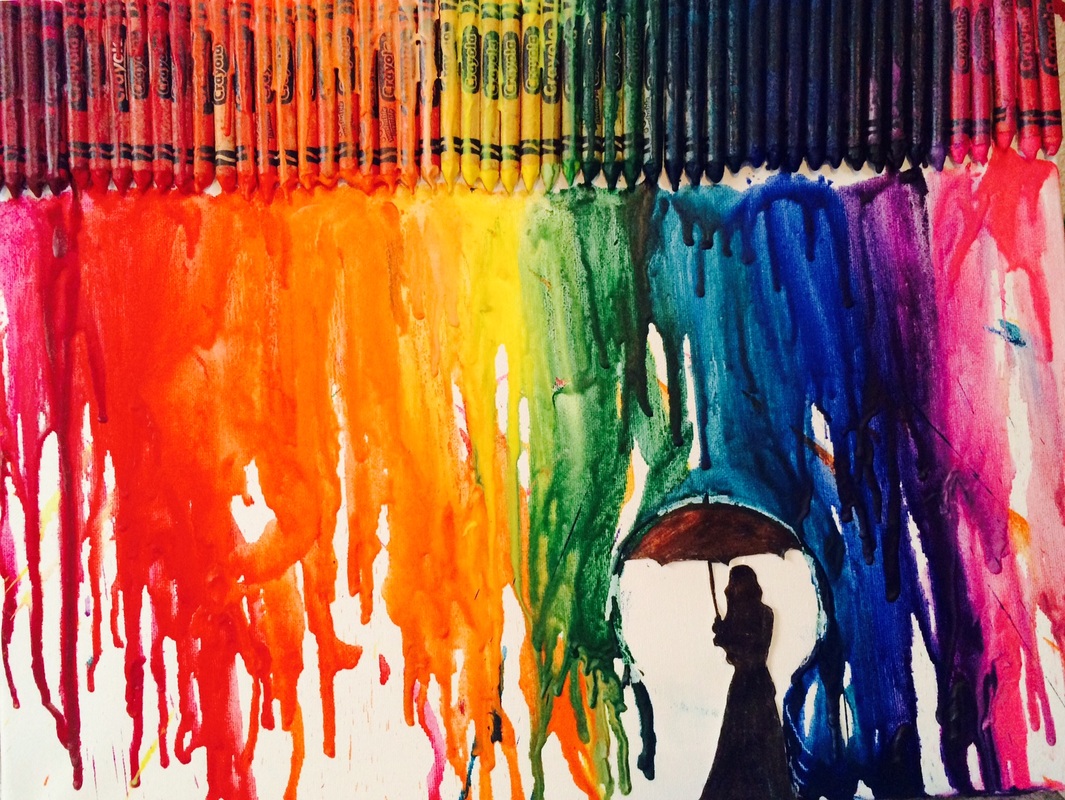 melted crayon art umbrella